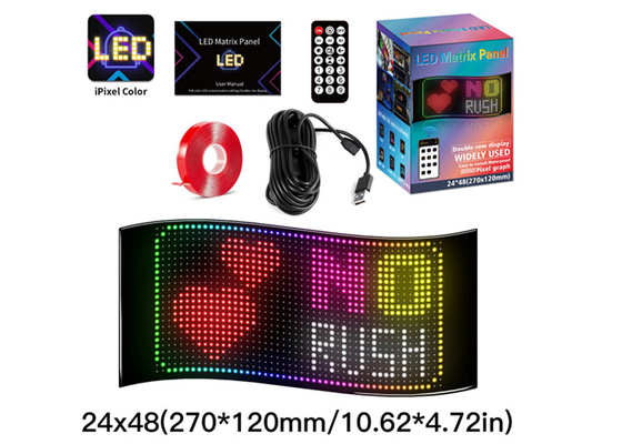 Écran d'affichage de lumière flexible à LED 24*48 APP Contrôle de la publicité automobile Écran Ip65 couleur complète Affichage de la voiture haute définition