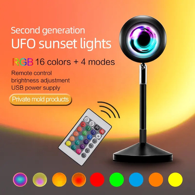 Télécommande Photographie moderne Changement de couleur Lumière du coucher du soleil Lampes de projecteur arc-en-ciel USB