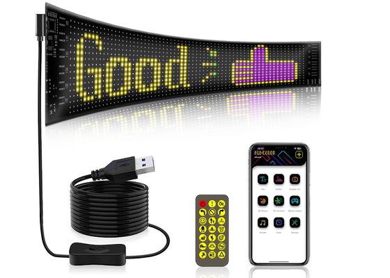 16*64 Écran LED flexible Affichage extérieur Panneau imperméable à l'eau Fenêtre de voiture Panneau LED souple