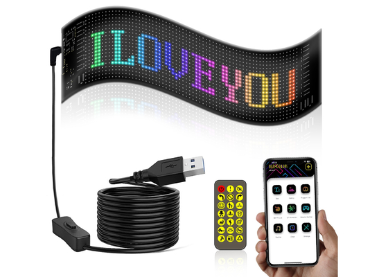 App Control Panneau de signalisation LED 20 * 64 USB flexible programmable personnalisé en défilement Message Signes de voiture Affichage numérique
