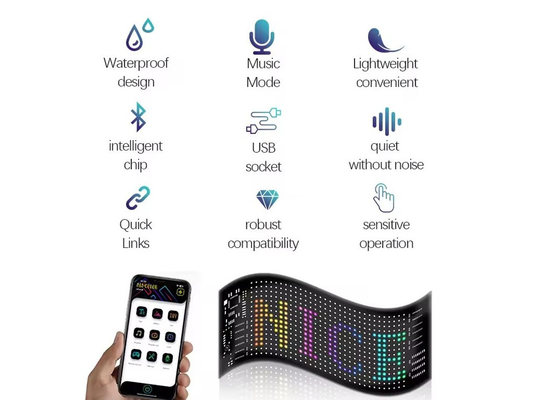 Contrôle APP Écran LED flexible défilement de message personnalisé texte panneau d'affichage LED affichage numérique pour voiture