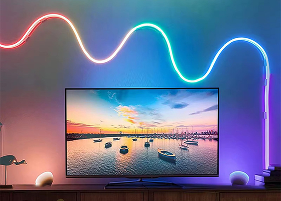 5M Full Color RGB Led Neon Flexible Silicone Strip de lumière ambiante Smart bricolage numérique Strip de course ensemble de lumière TUYA APP