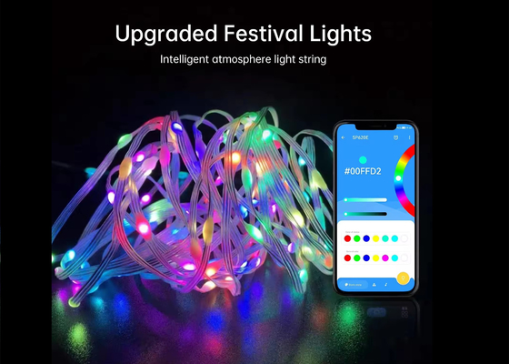 APP Lumières à cordes intelligentes LED étanche Décoration de Noël Lumières à cordes de fées Commande à distance USB intelligente