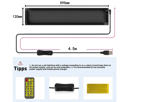 Autocollant pour voiture intelligente 120x595mm RGB Dynamique LED Truck Demon Eye Light Pour l'extérieur Affichage intelligent IP65