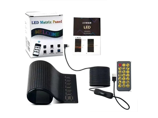 5VDC USB/2A 37x8.5cm LED Matrice Affichage Panneau de voiture Pixel flexible Programmable défilement Publicité pour le bricolage Texte d'animation