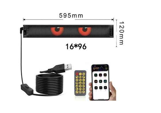 5VDC USB/2A 37x8.5cm LED Matrice Affichage Panneau de voiture Pixel flexible Programmable défilement Publicité pour le bricolage Texte d'animation
