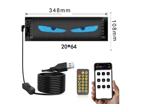 5VDC USB/2A 37x8.5cm LED Matrice Affichage Panneau de voiture Pixel flexible Programmable défilement Publicité pour le bricolage Texte d'animation