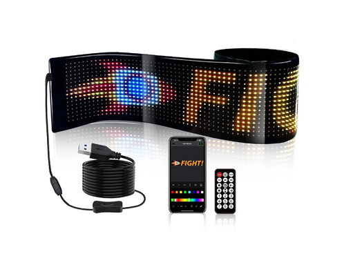 5VDC USB/2A 37x8.5cm LED Matrice Affichage Panneau de voiture Pixel flexible Programmable défilement Publicité pour le bricolage Texte d'animation