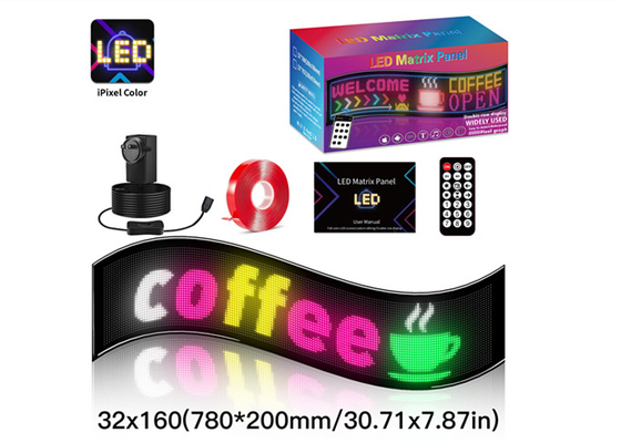32*160 Affichage de fenêtre à LED à double rangée à couleur complète