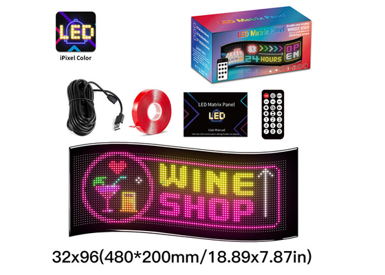 32*96 Panneau d'affichage publicitaire à LED à double rangée Panneau d'affichage automobile pixel flexible programmable défilement DIY Panneau de matrice de texte