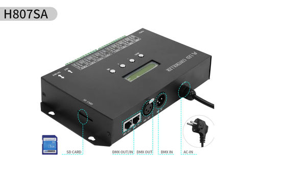 DMX512 Contrôleur LED SPI programmable H807SA 8192 pixels Pour DMX512 WS2811 WS2812B WS2815 APA102 bande à LED