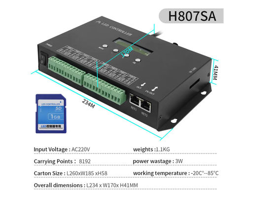 DMX512 Contrôleur LED SPI programmable H807SA 8192 pixels Pour DMX512 WS2811 WS2812B WS2815 APA102 bande à LED
