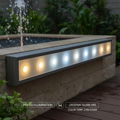 Éclairage LED IP65 avec une durée de vie de 50 000 heures et une large plage de température de couleur de 2700 à 6500K, adapté à l'extérieur